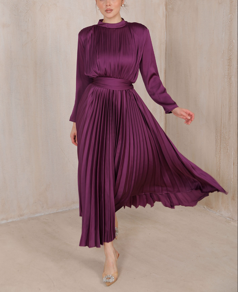 Purple Pleat Dress